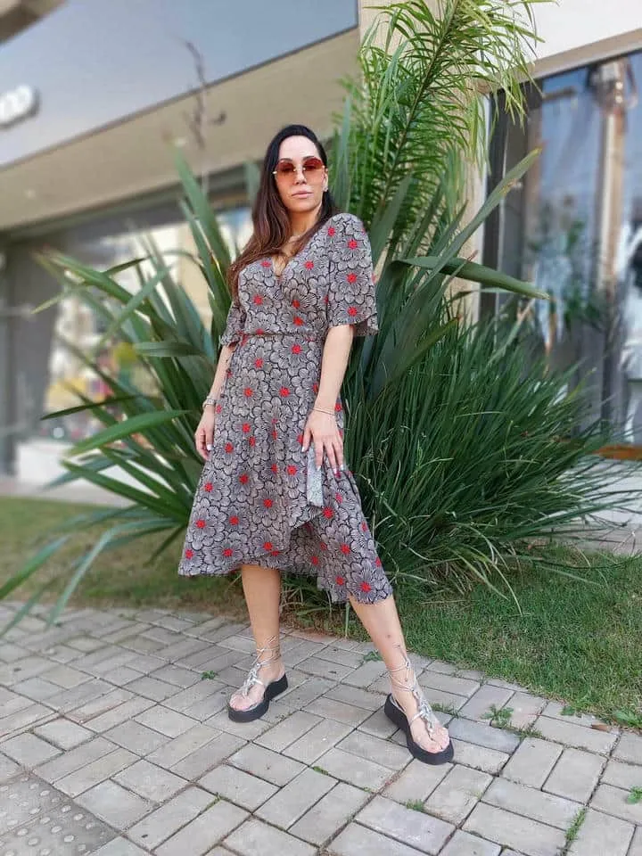 Vestido Midi Est Flor Nuvem