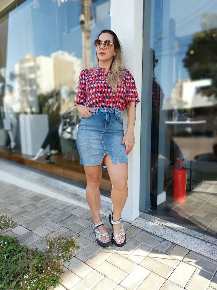 Saia Jeans A Fio