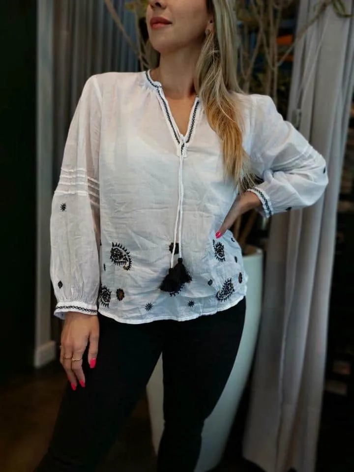 Bata Voil Bordado Paisley - Imagem 2