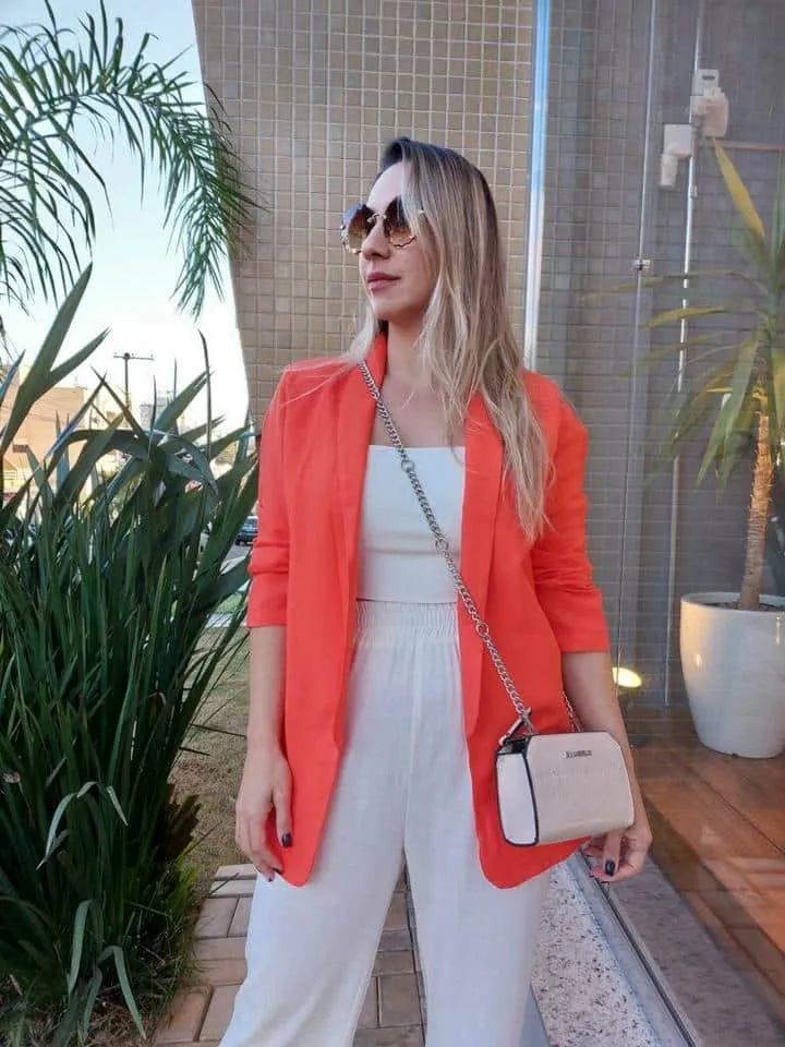 Blazer Linho Alongado Laranja