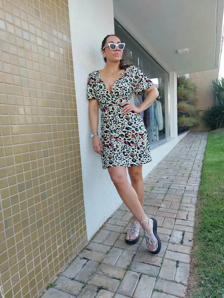 Vestido Malha Onça Bege