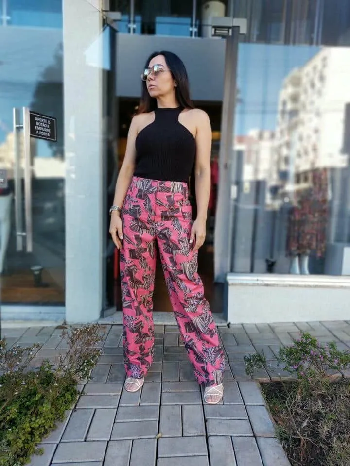 Calça Camuflado Folhagem Rosa