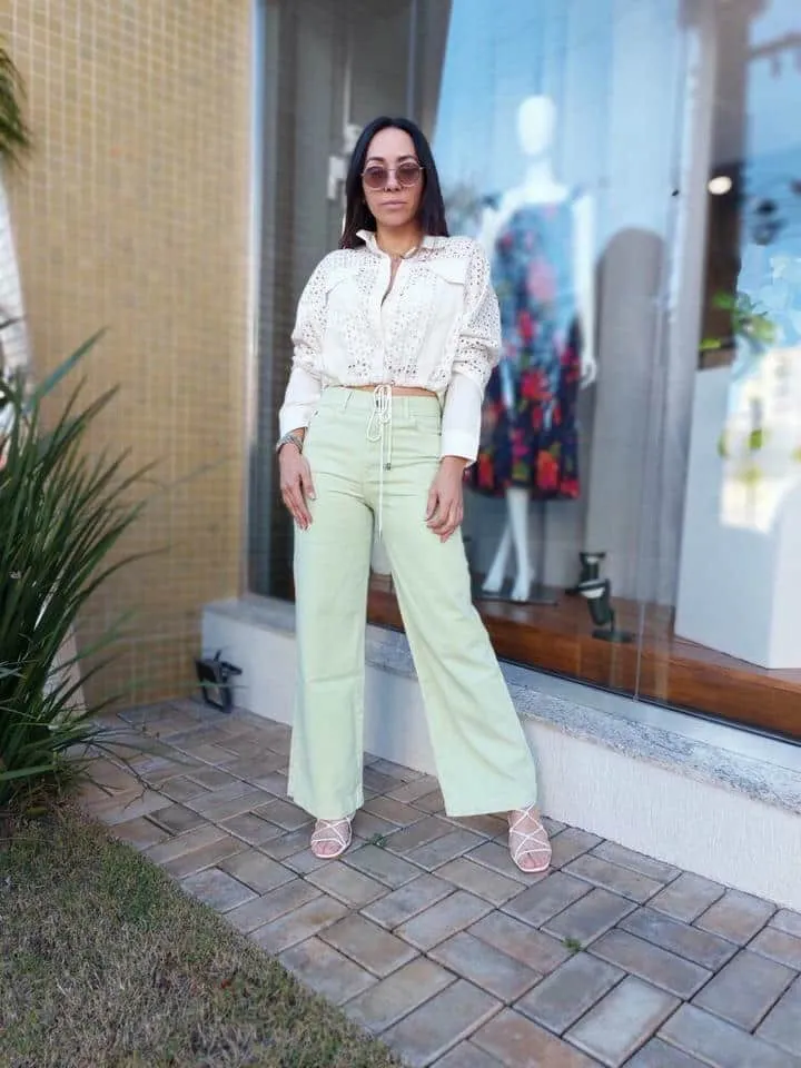Calca Sarja Wide Leg
