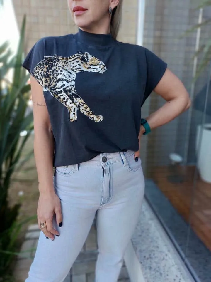 Tshirt Sem Manga Gato Do Mato