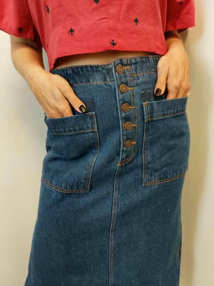 Saia Jeans Midi Fenda Lateral - Imagem 2