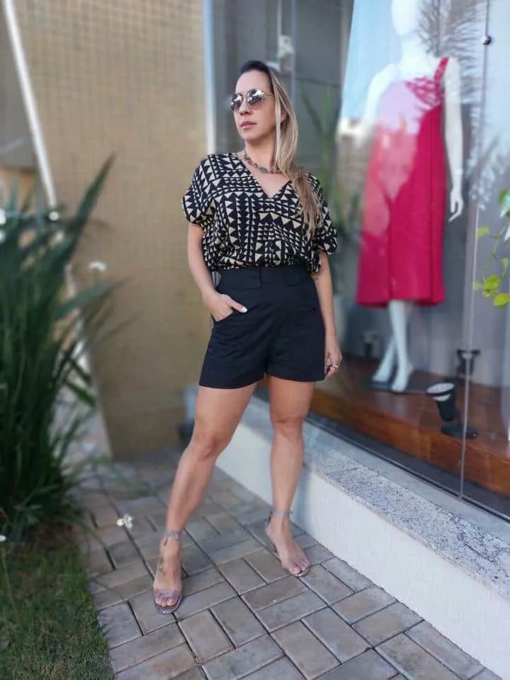 Short Alfaiataria De Algodão Preto