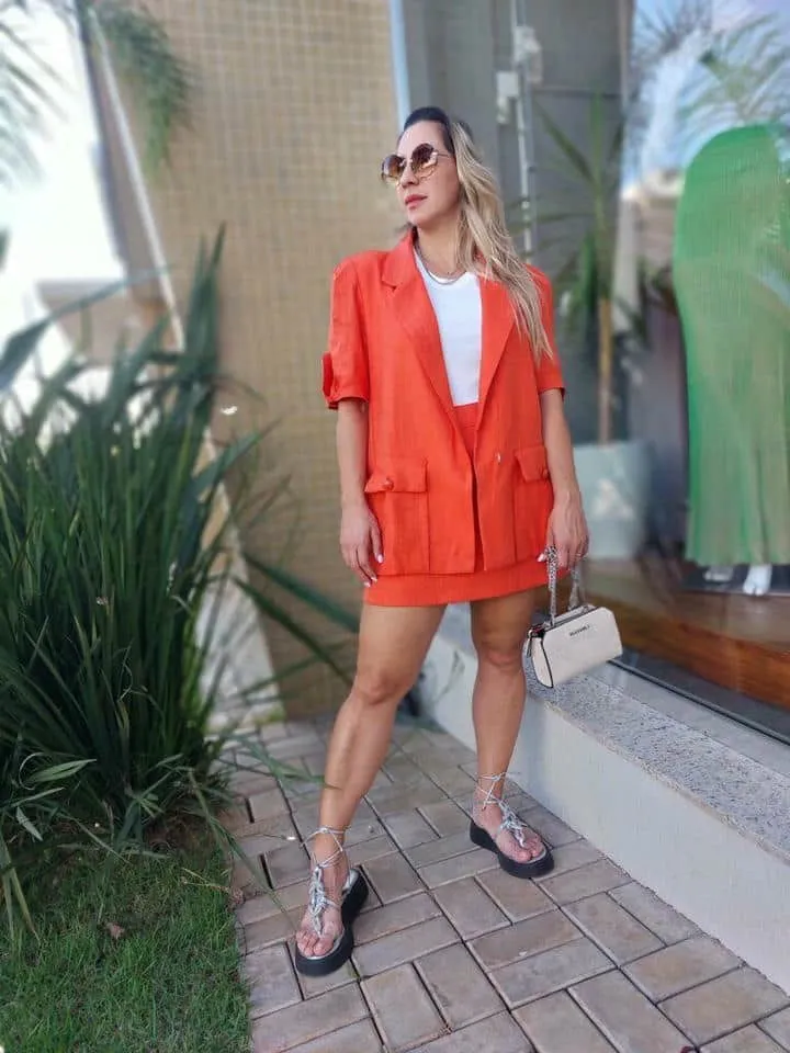 Blazer Linho Laranja