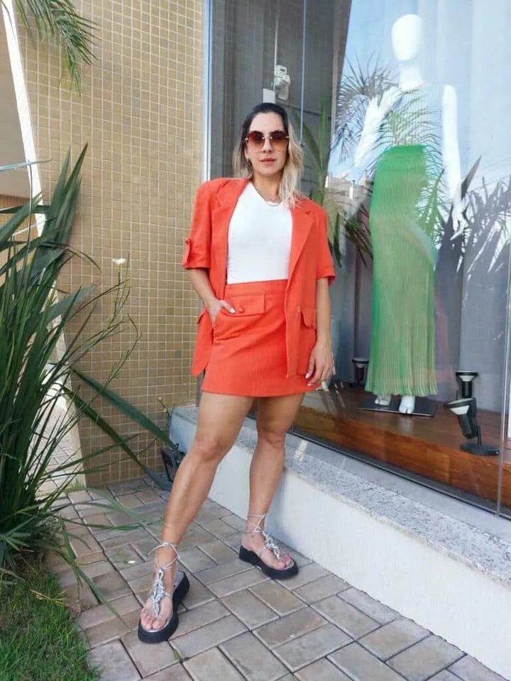 Saia Linho Laranja