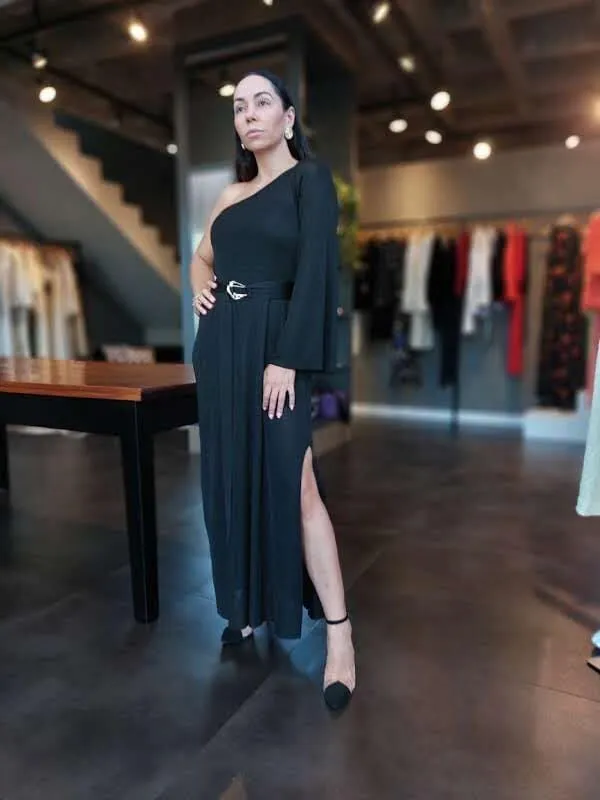 Vestido em lurex.