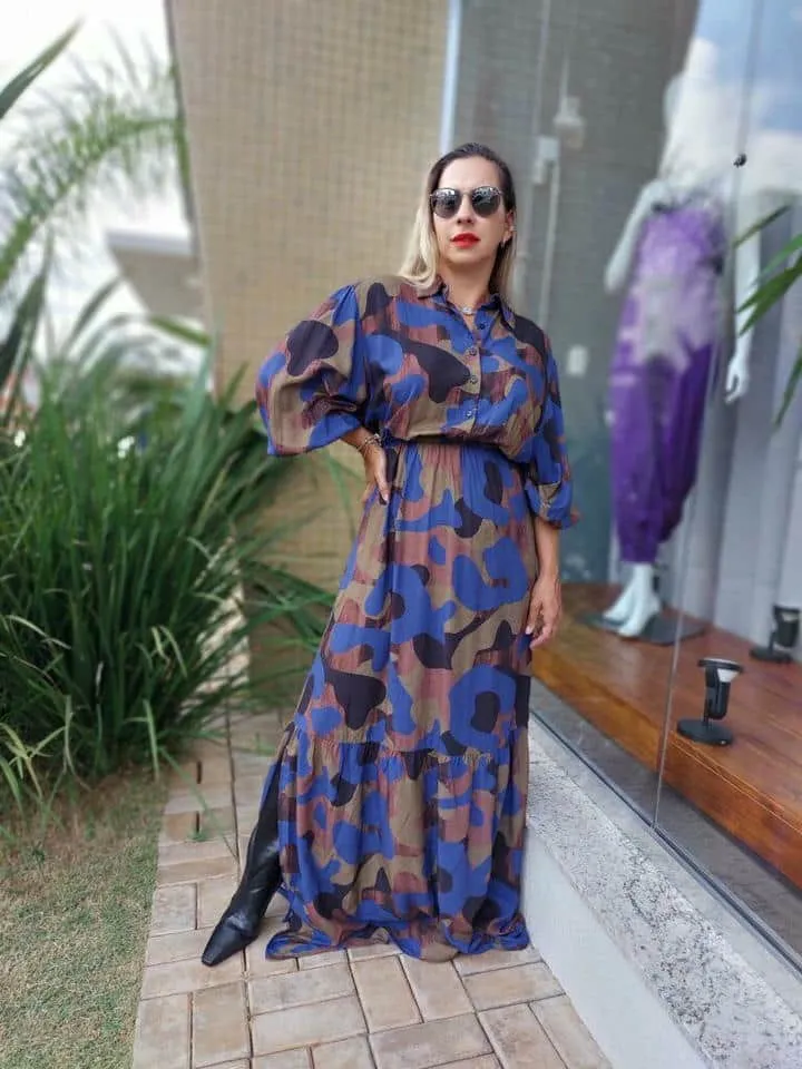 Vestido Longo Camuflado