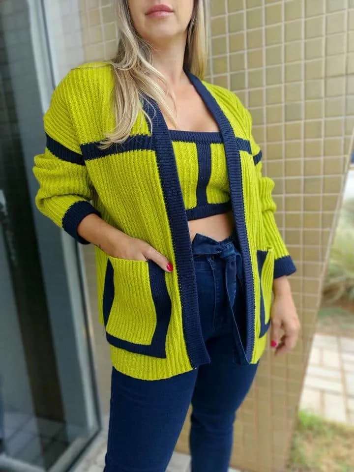 Cardigan Tricot Atoalhado + Top - Imagem 2