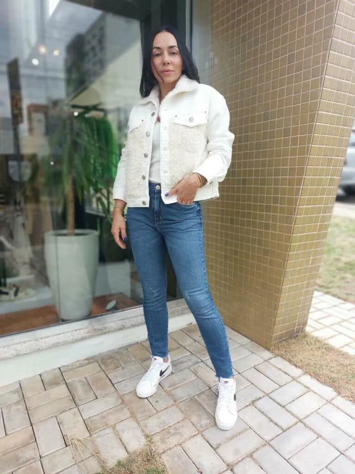 Jaqueta Sarja Com Pelo Lurex