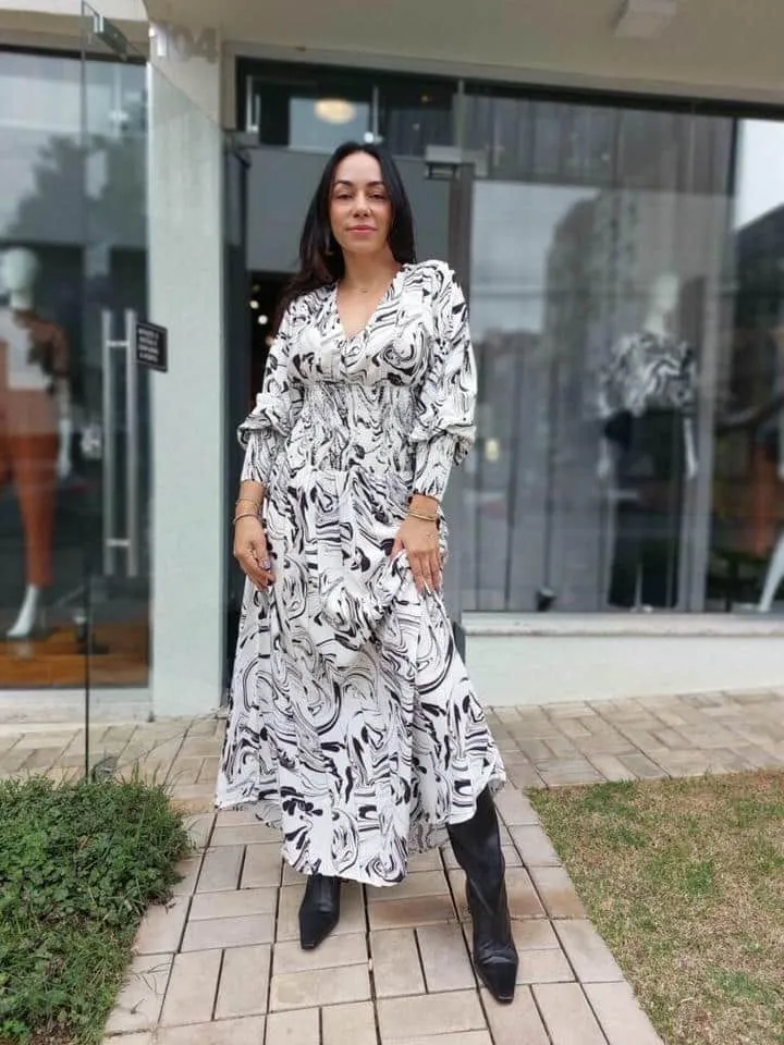 Vestido Longo Estampa Marbling Off - Imagem 2