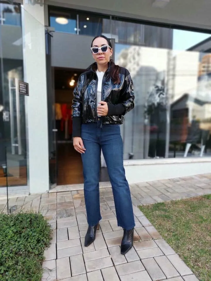 Jaqueta Like Leather Com Ribana