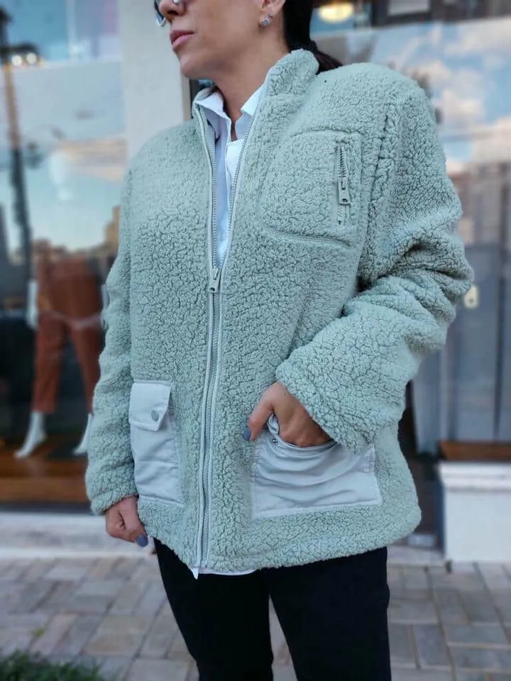 Casaco Fleece Com Nylon Fosco - Imagem 2