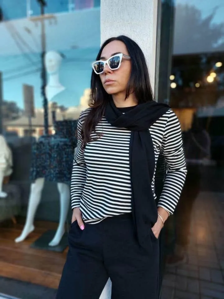 Blusa Listras Echarpe Lisa - Imagem 2
