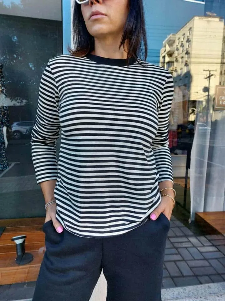 Blusa Listras Echarpe Lisa - Imagem 3