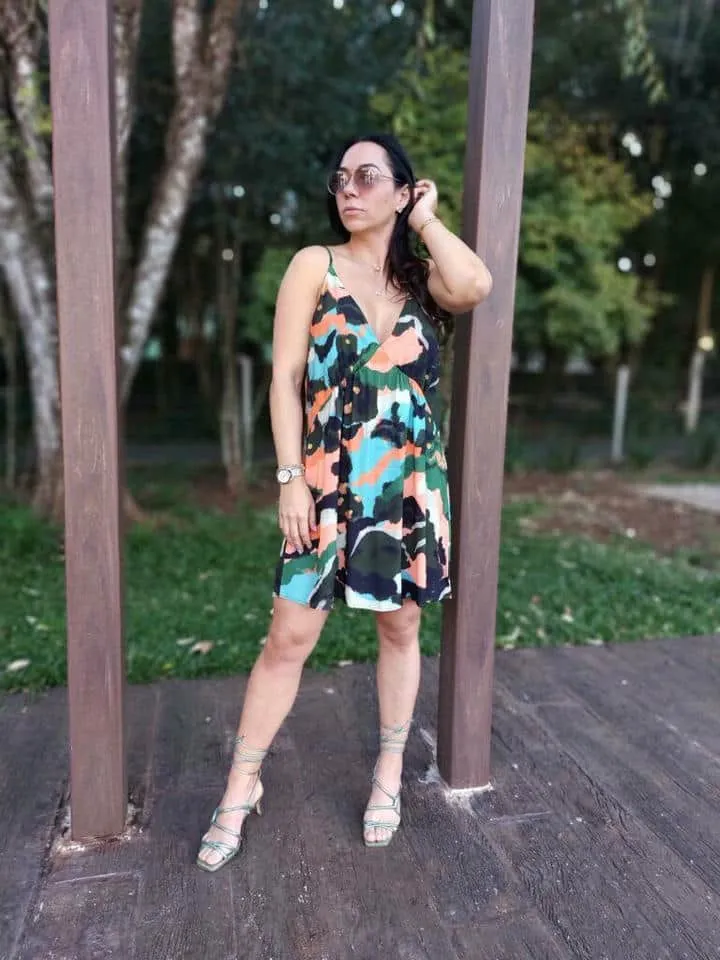 Vestido Curto Est Camuflado Color - Imagem 2