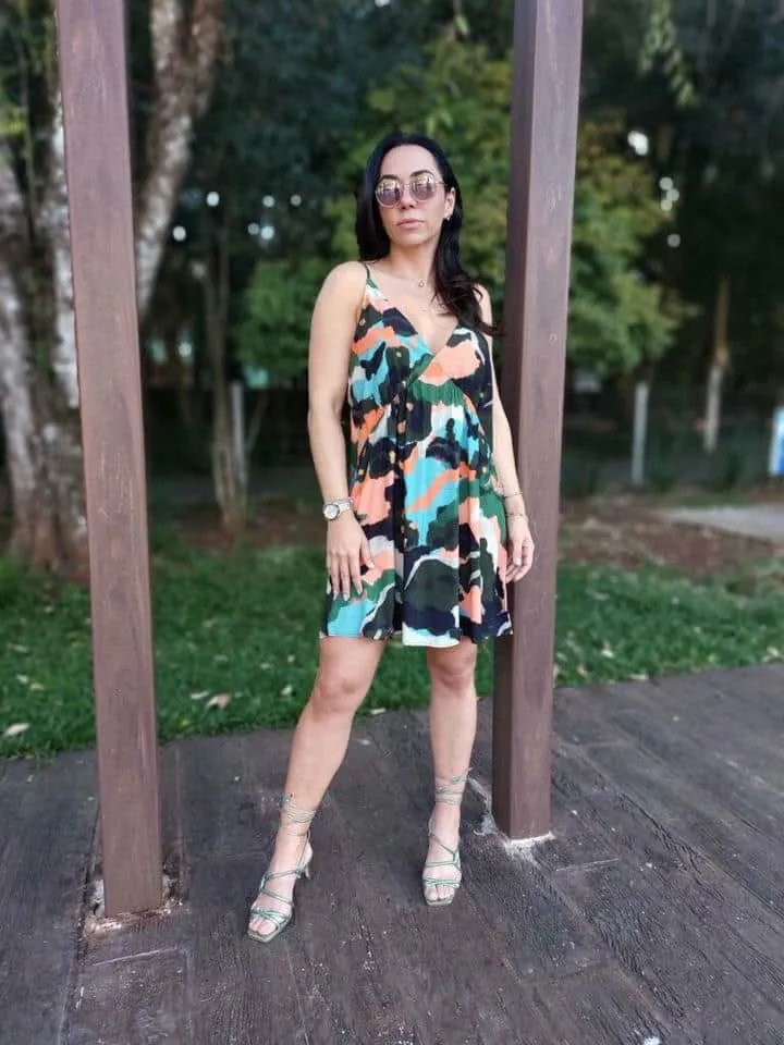 Vestido Curto Est Camuflado Color
