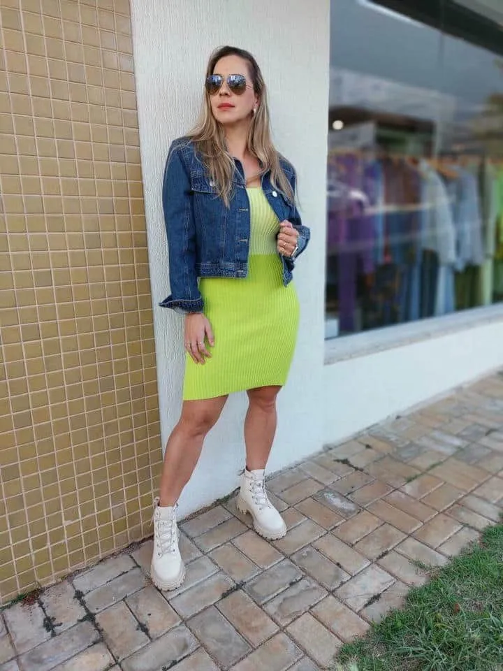 Vestido Tricot Curto Canelado - Imagem 3