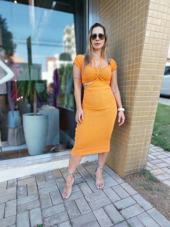 Vestido De Tricot Com Laço