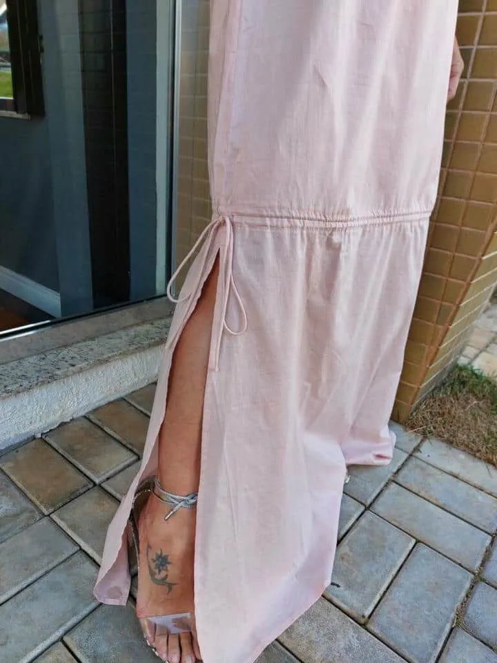 Vestido Longo De Voil Com Ajuste Decote - Imagem 2