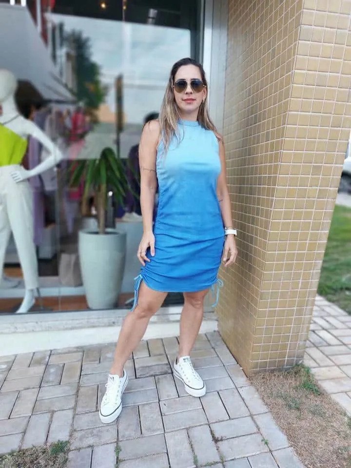 Vestido Franzidos Laterais