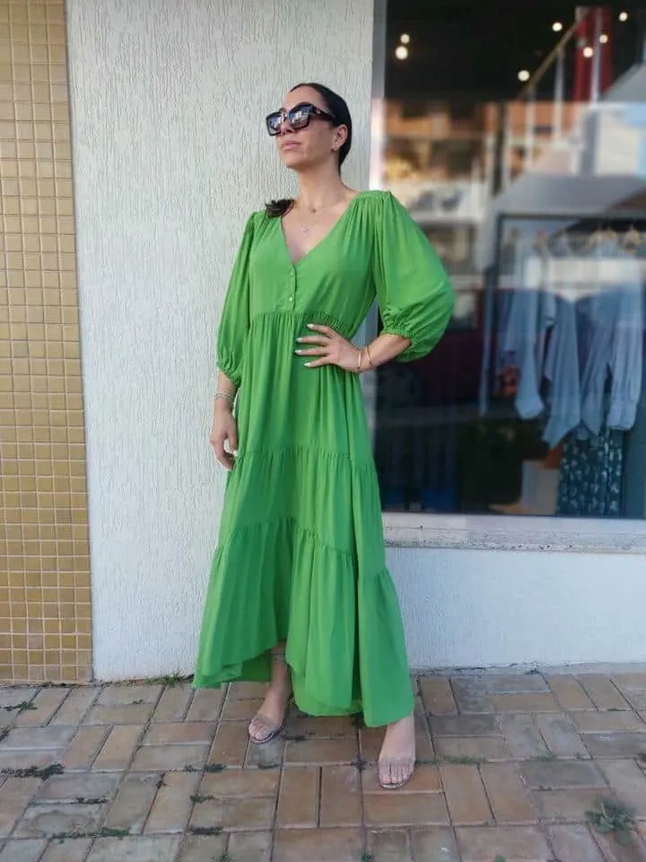 Vestido Recortes Viscose Lisa - Imagem 4
