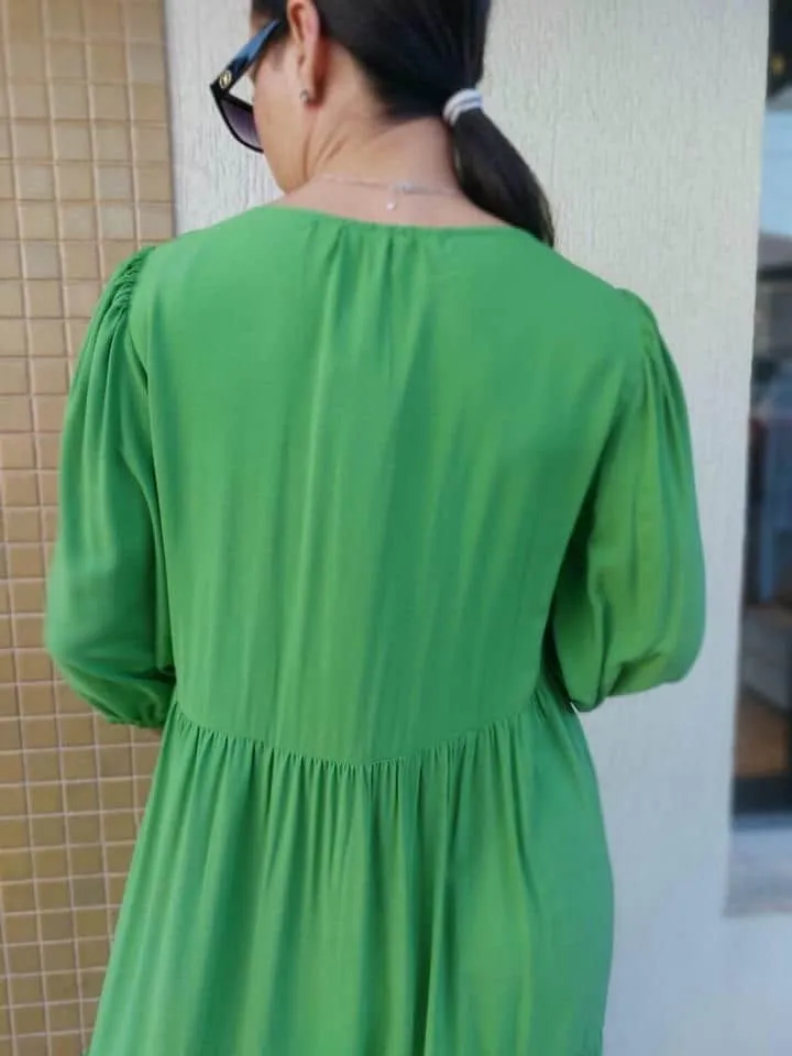 Vestido Recortes Viscose Lisa - Imagem 3