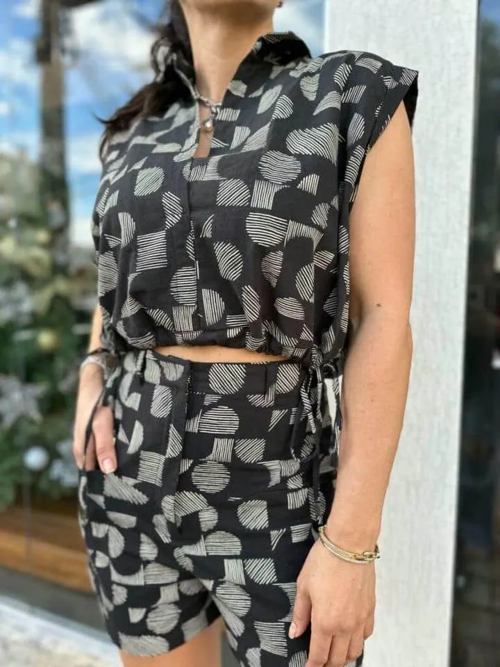 Short Tricoline Est Quadriculado Preto - Imagem 3