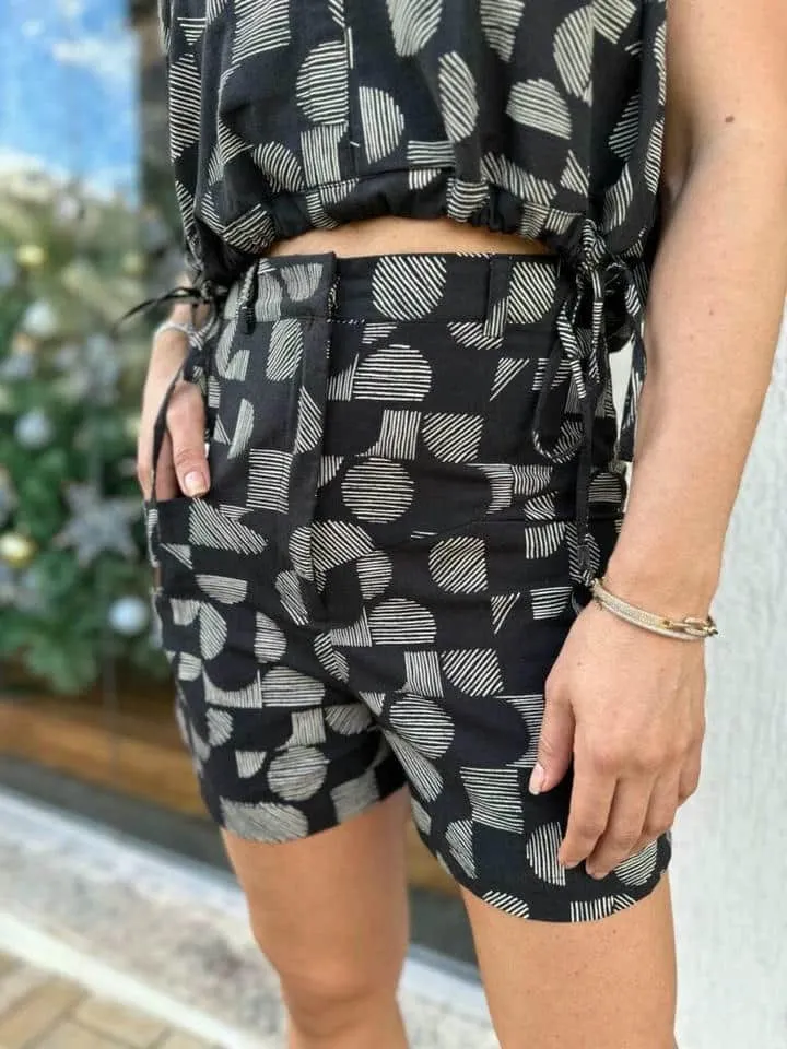 Short Tricoline Est Quadriculado Preto - Imagem 4