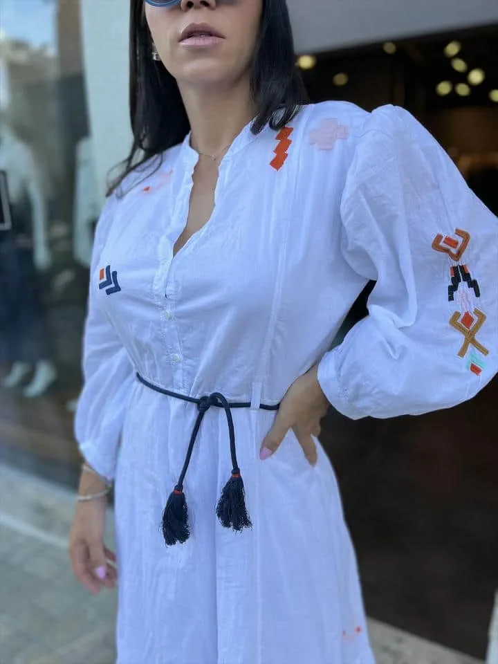 Vestido Voil Bordado Etnico - Imagem 2