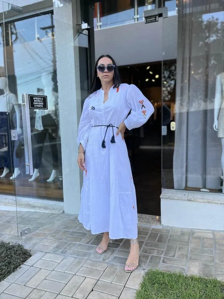 Vestido Voil Bordado Etnico