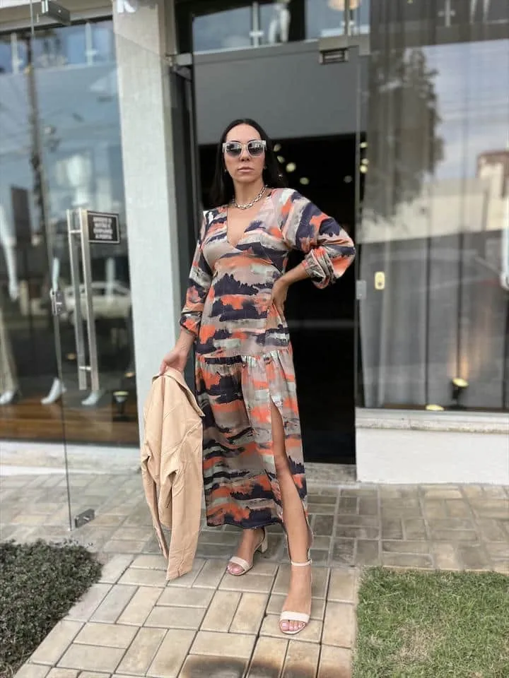 Vestido Longo Est Camuflado Madeira