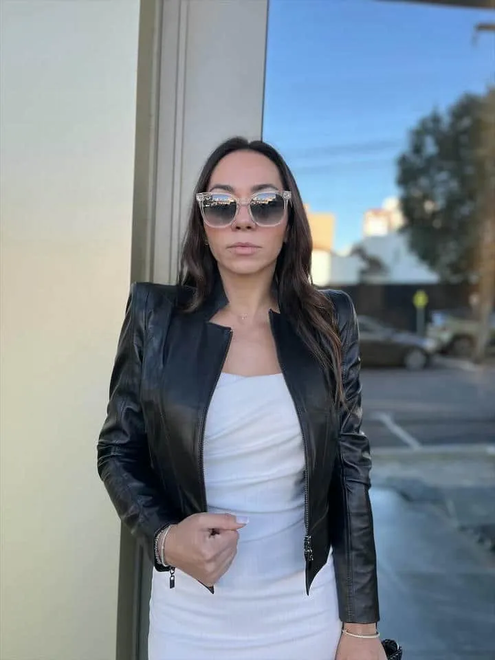 Jaqueta Couro Ombro Estruturado Preto