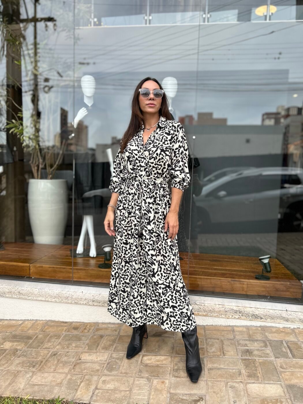 Vestido Chemisier Onça