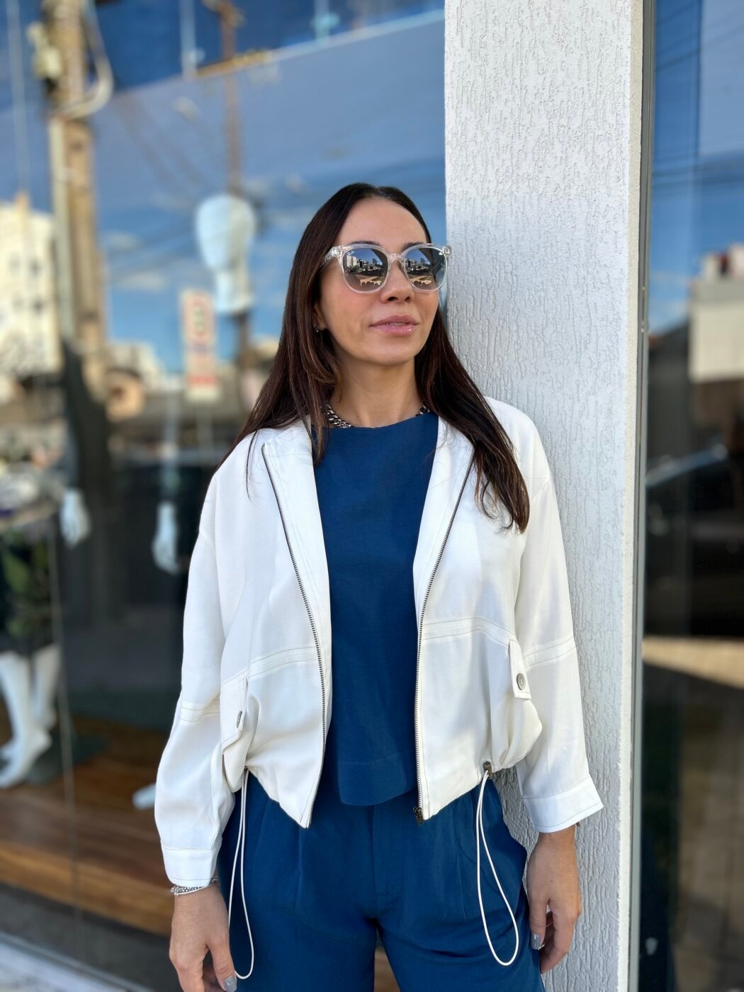 Parka Viscose Sarjada Off White