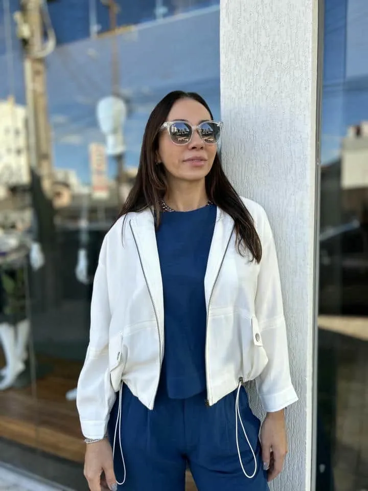 Parka Viscose Sarjada Off White