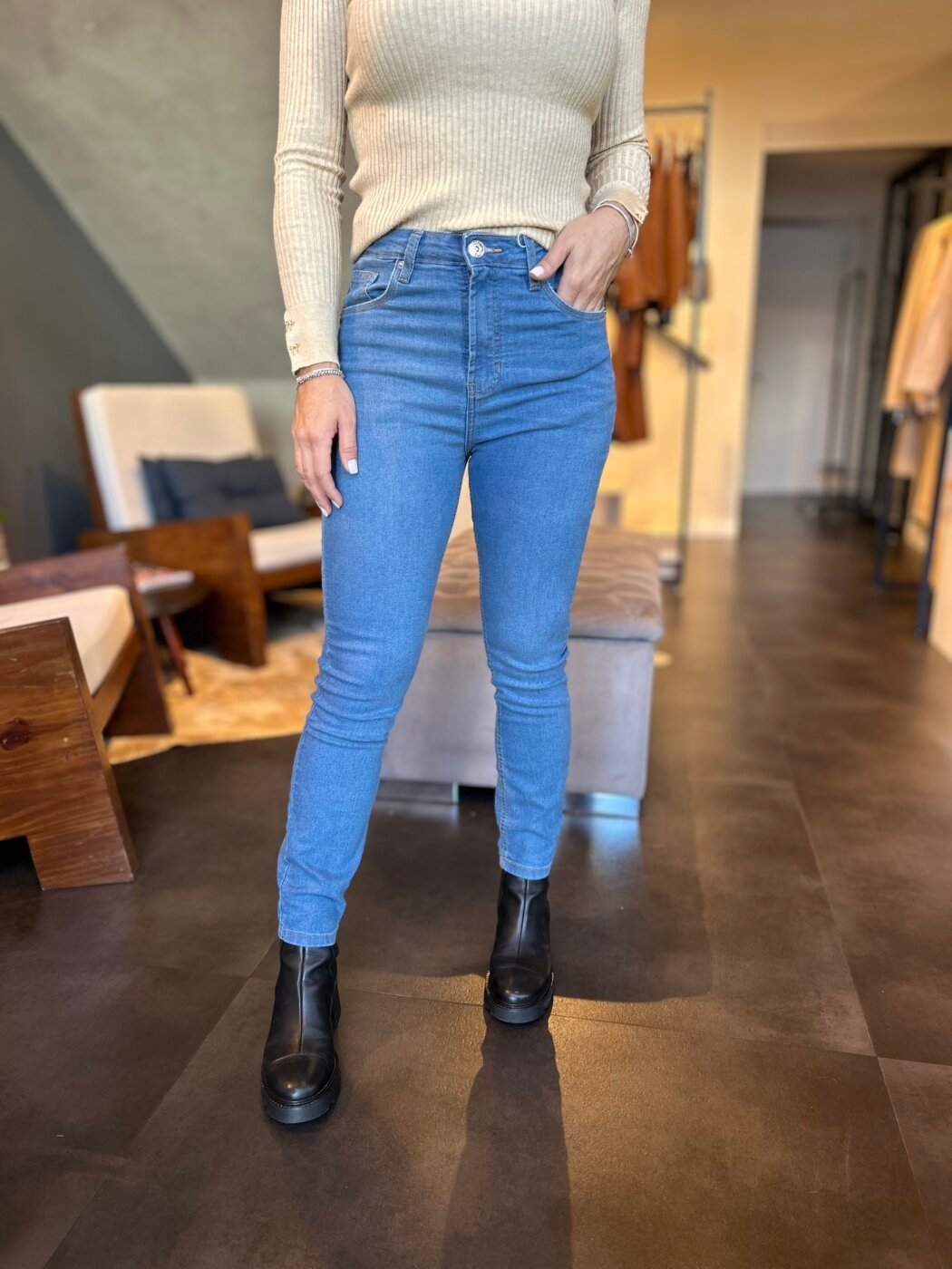 Calca Jeans Skinny Clear Blue