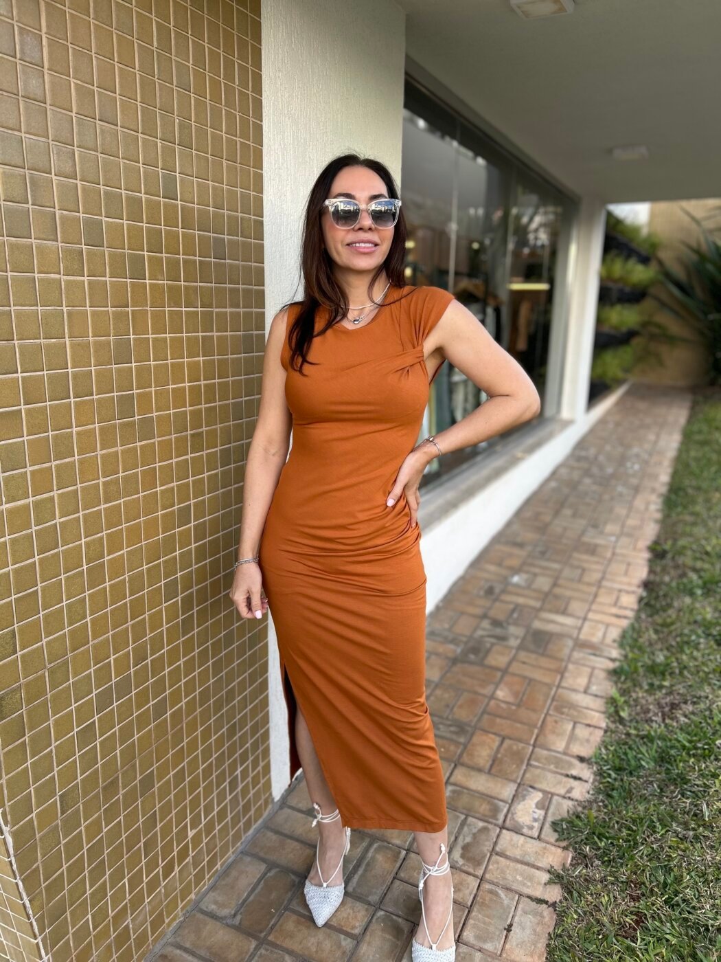 Vestido Marrom Malha