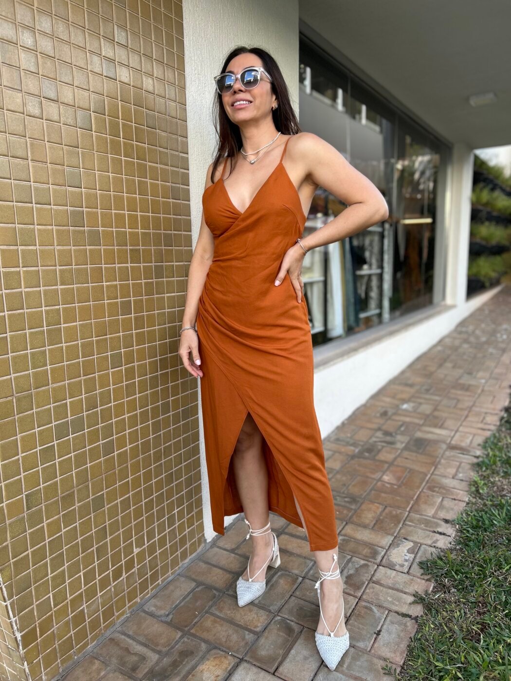 Vestido Linho Marrom