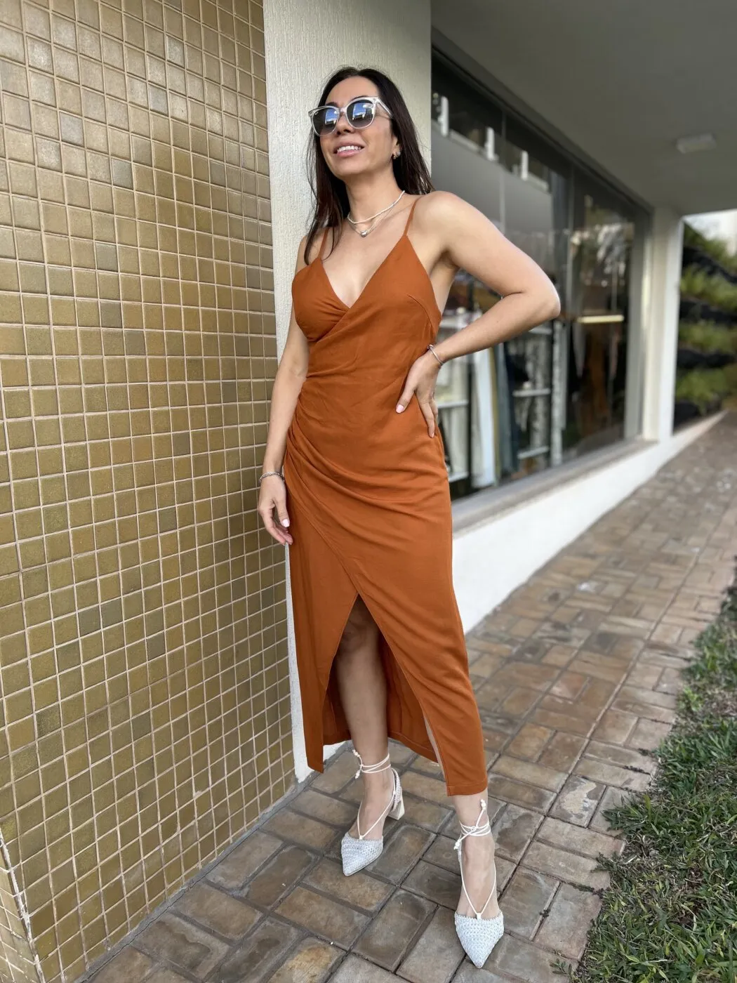 Vestido Linho Marrom