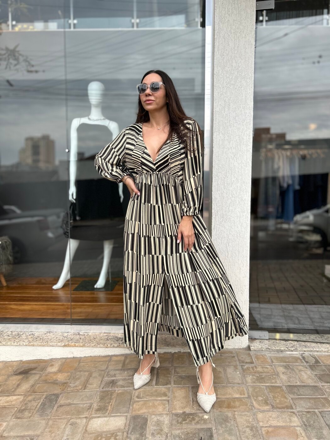 Vestido listrado Cantão