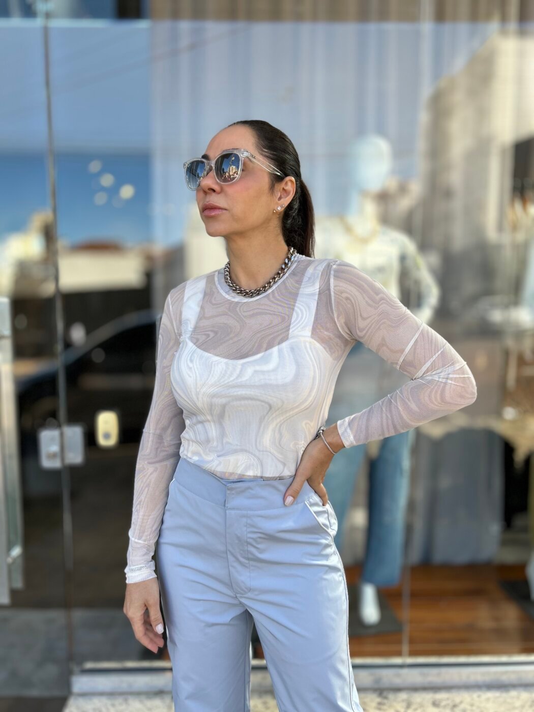 Blusa Tule Marmorizado