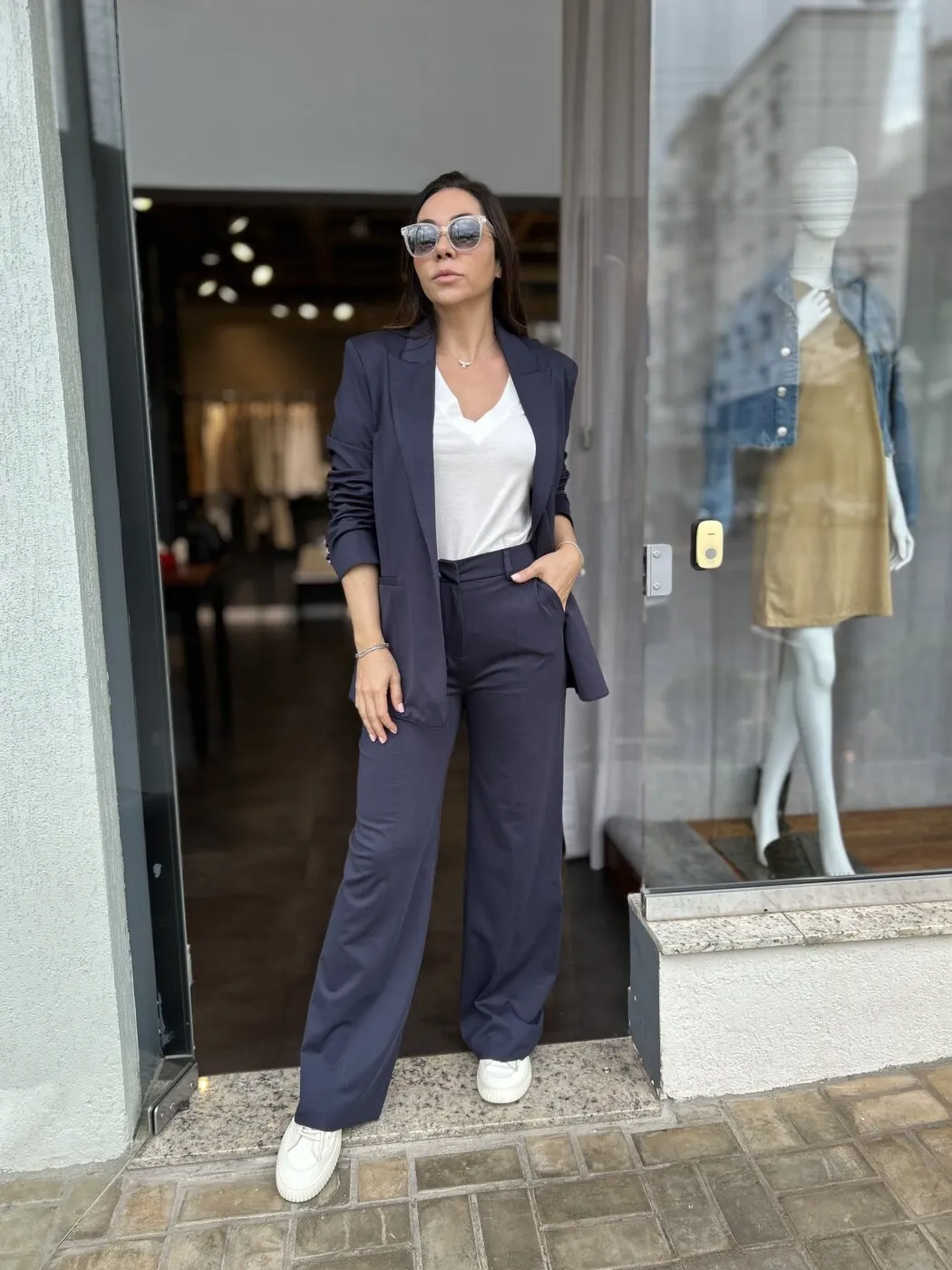 Blazer Malha Alafaiataria Marinho