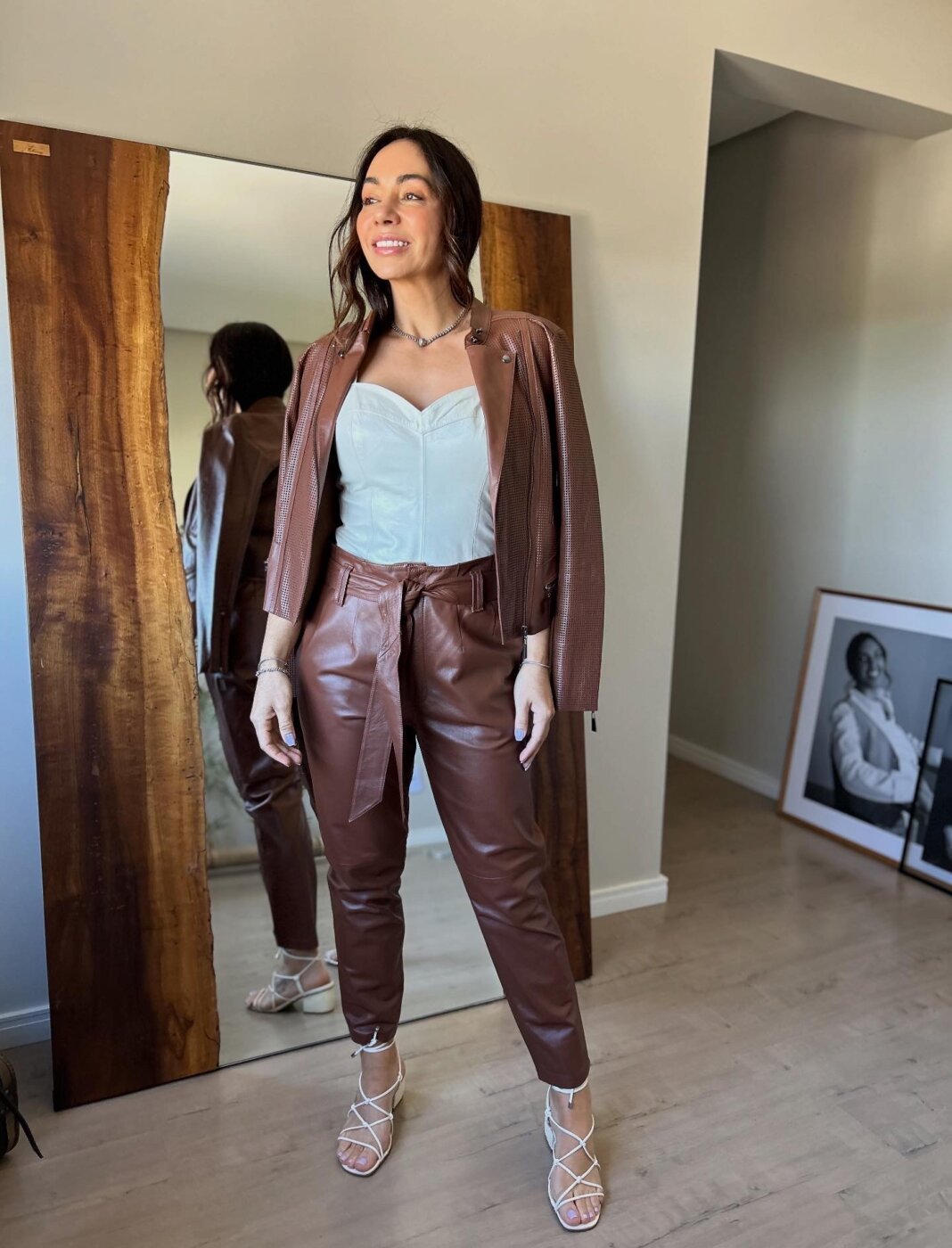 Calca Alfaiataria Amarração em couro