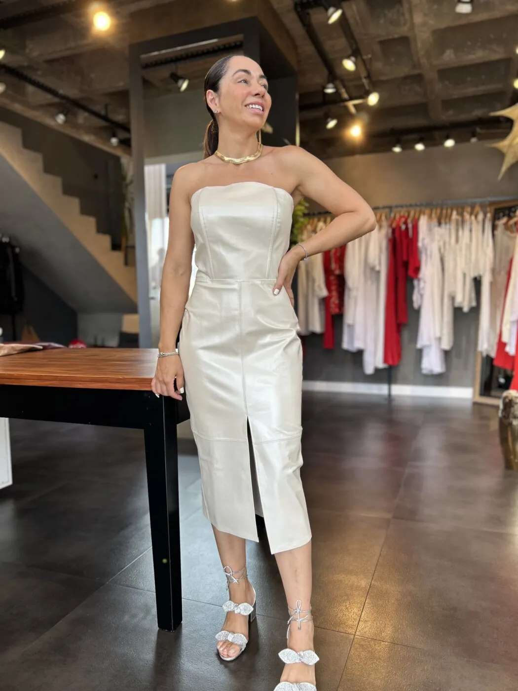 Vestido Tomara Que Caia Couro Legitimo - Imagem 5