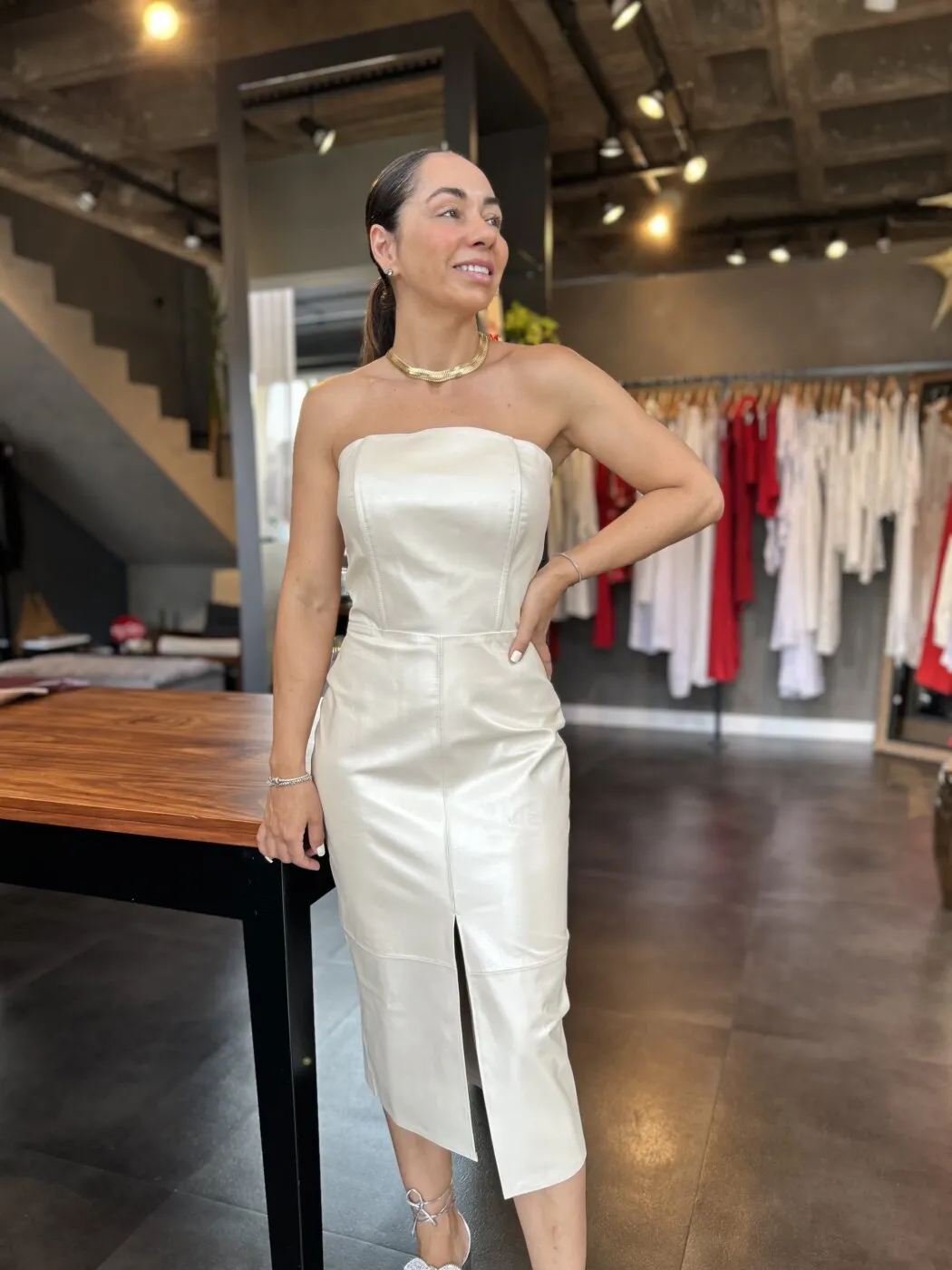 Vestido Tomara Que Caia Couro Legitimo - Imagem 6