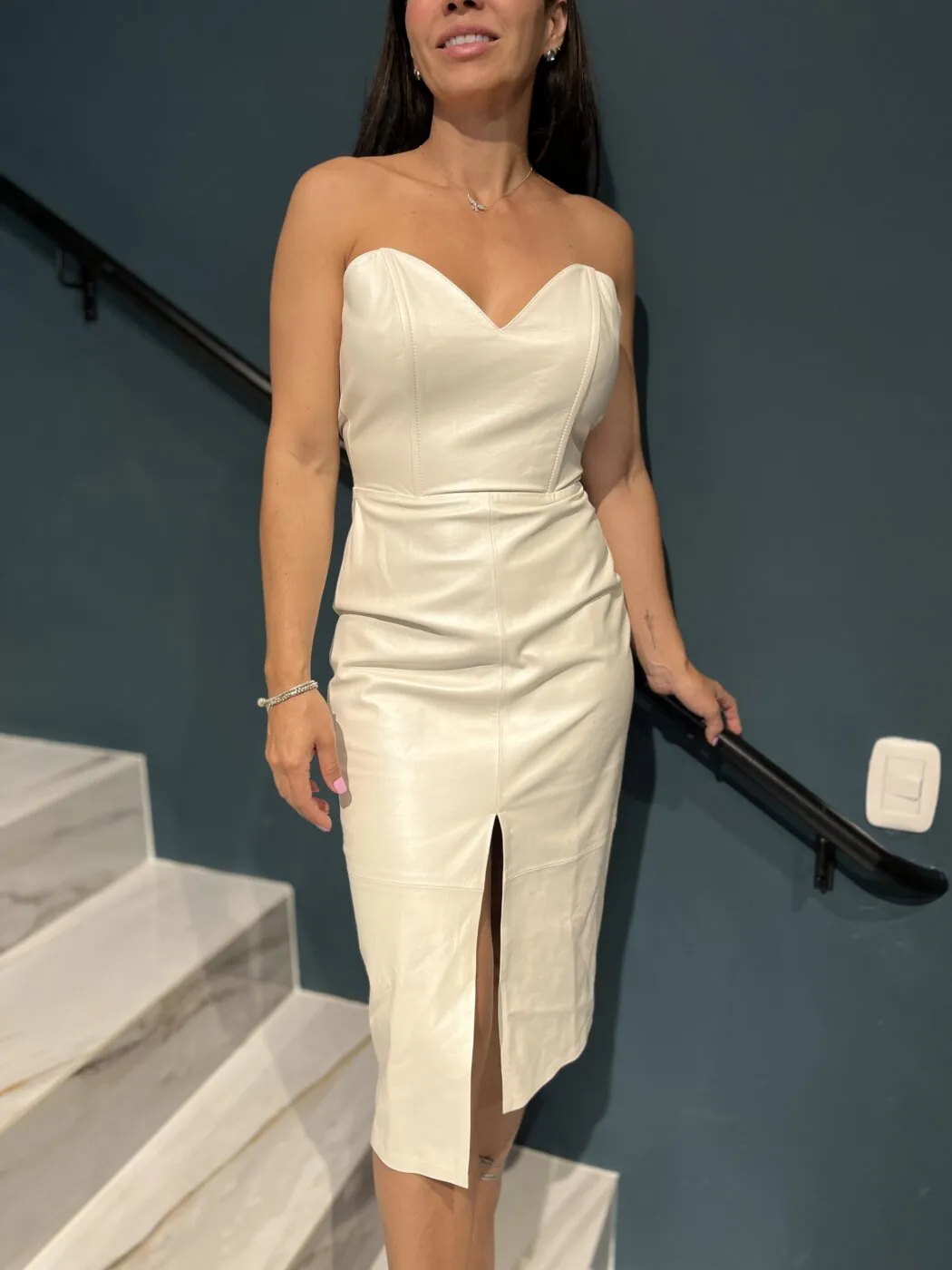 Vestido Tomara Que Caia Couro Legitimo - Imagem 7