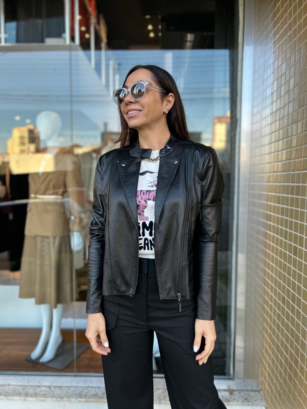 Jaqueta Couro Lisa Preta